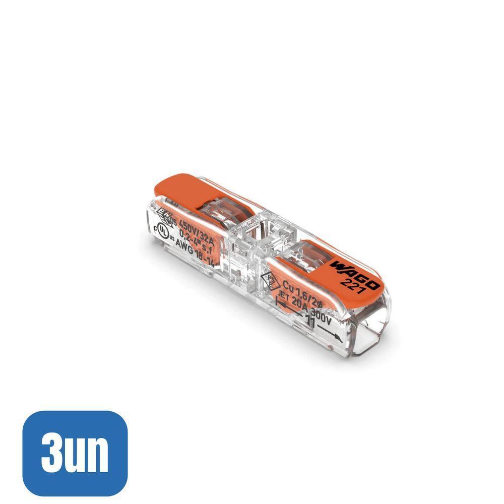 3 Emendas Inline Reta 2 Vias 0,25-4,0mm 221-2411 - Wago - 1