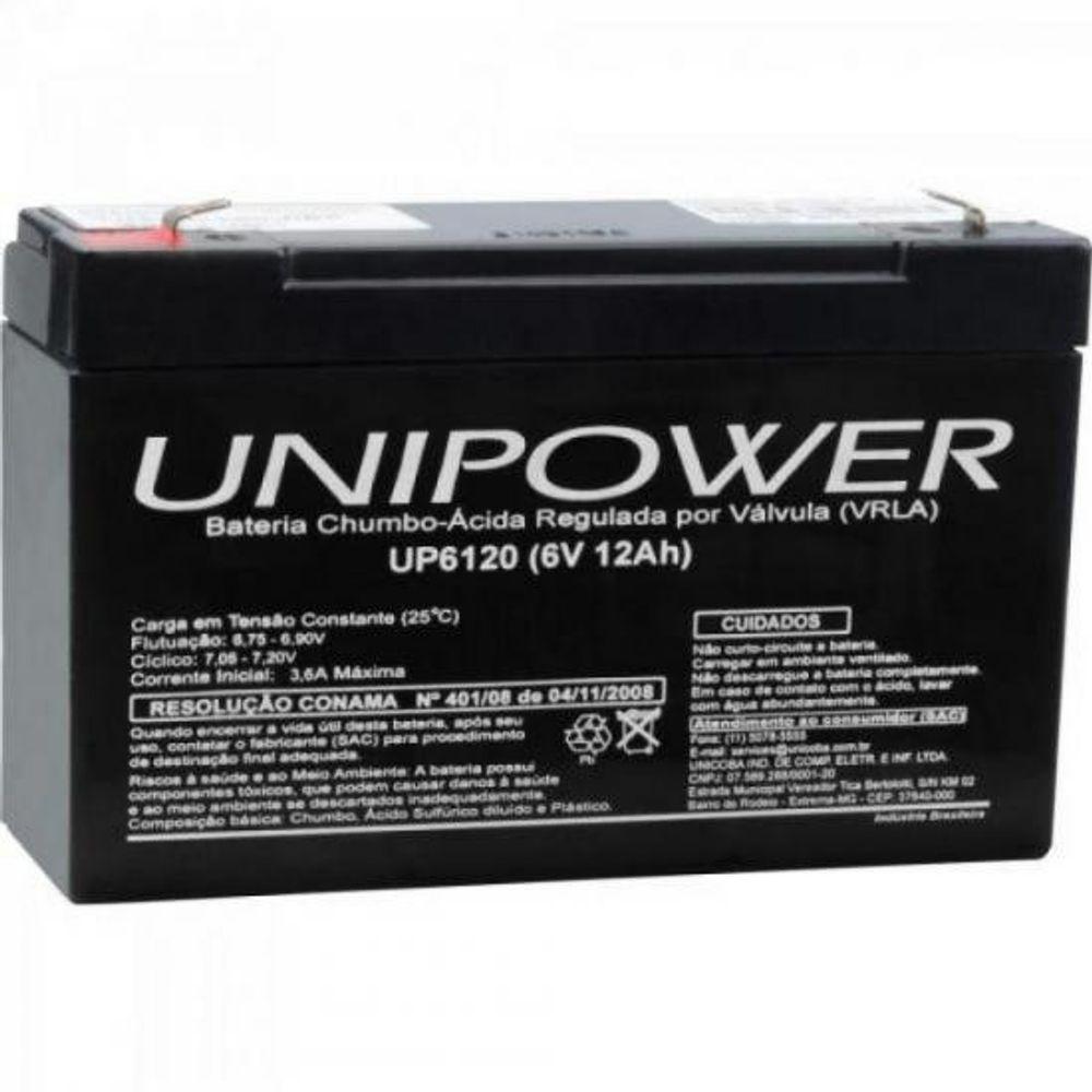 Bateria Estacionária Selada 6V/12A Vrla Up6120 Unipower - 1