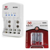 Carregador de Pilhas e Baterias com 4 Pilhas Aaa 1100 Mah Mox - 1