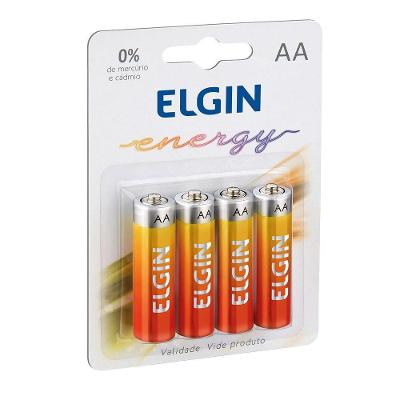 Pilha Zinco-Carvao Elgin Aa 1.5V Blister Com 4 Unidades