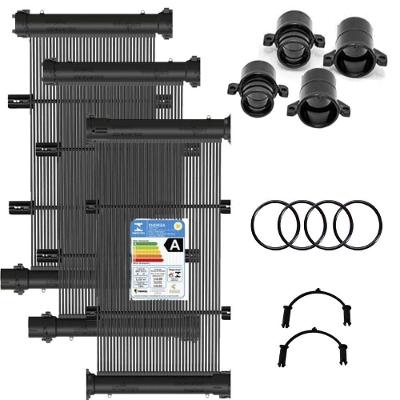 Conjunto 06 Placas E Terminações Para Aquecimento Solar De Piscinas Até 06m² Ou 10mil Litros