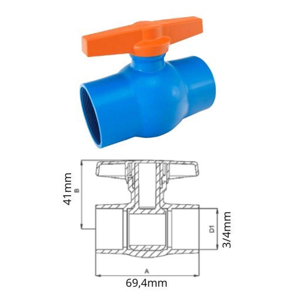 Registro Compact De Esfera Roscável 3/4 Pol - Viqua - 2