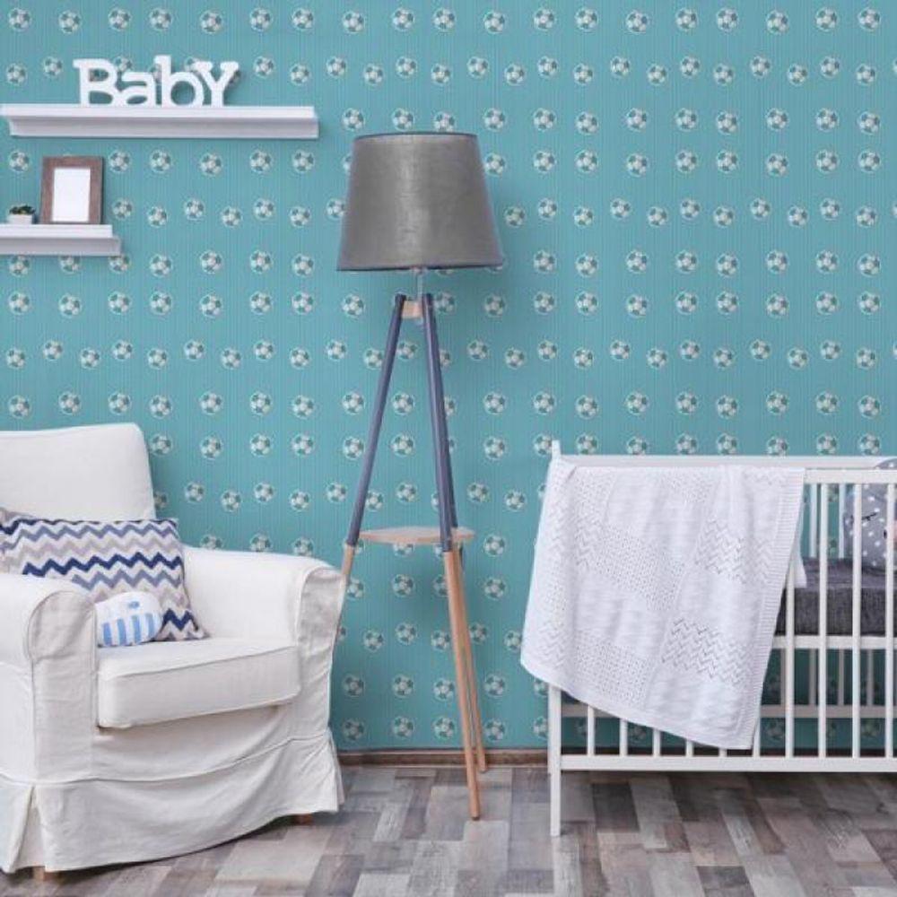 Papel De Parede Infantil Futebol Azul - 1