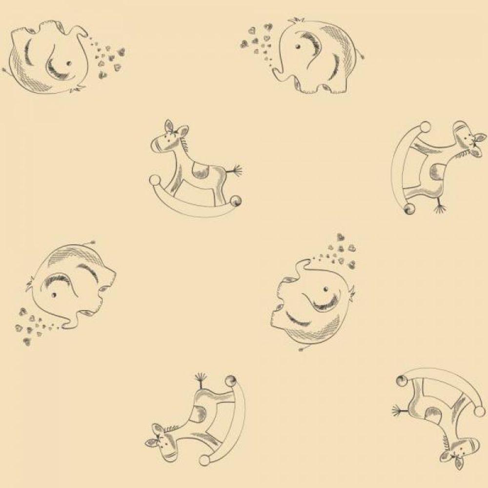 Papel De Parede Infantil Elefante Cavalo De Balanço - 4