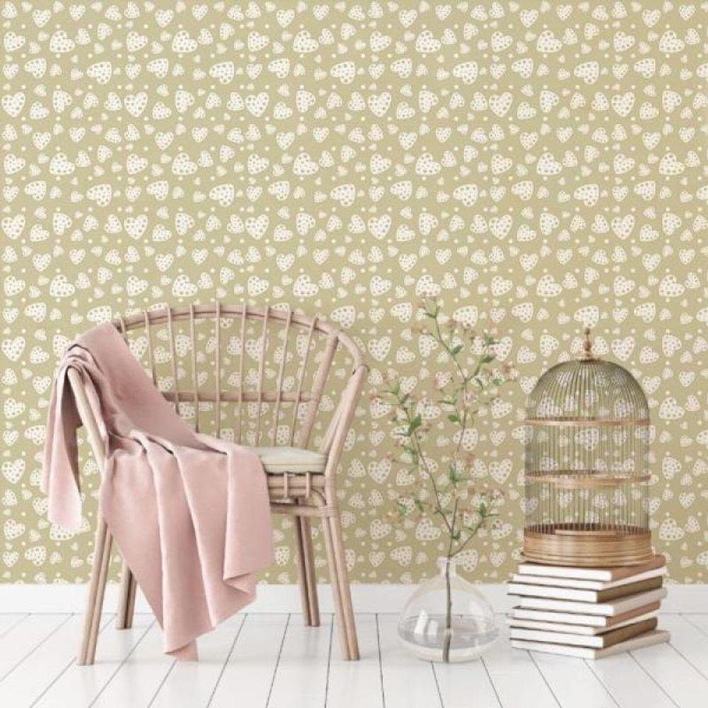 Papel De Parede Infantil Corações Pastel - 1