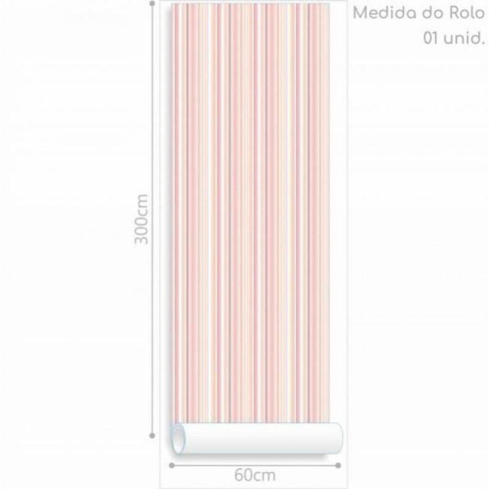 Papel De Parede Infantil Listrados Rosa Pastel - 3