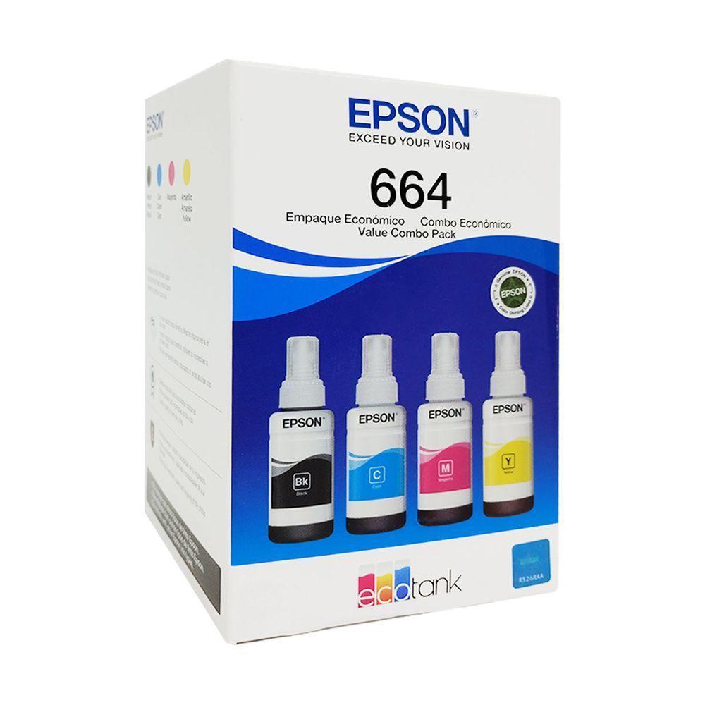 Kit Refil De Tinta Epson 664, Preto/magenta/ciano/amarelo, 70ml - T664520-4p - 1