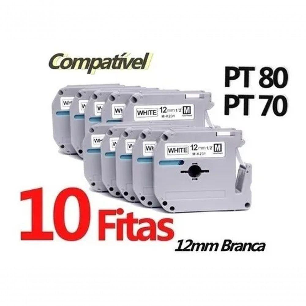Kit 10 Fita Compatível Brother M231 Mk231 T 12mm Pt 80 70 90 - 3