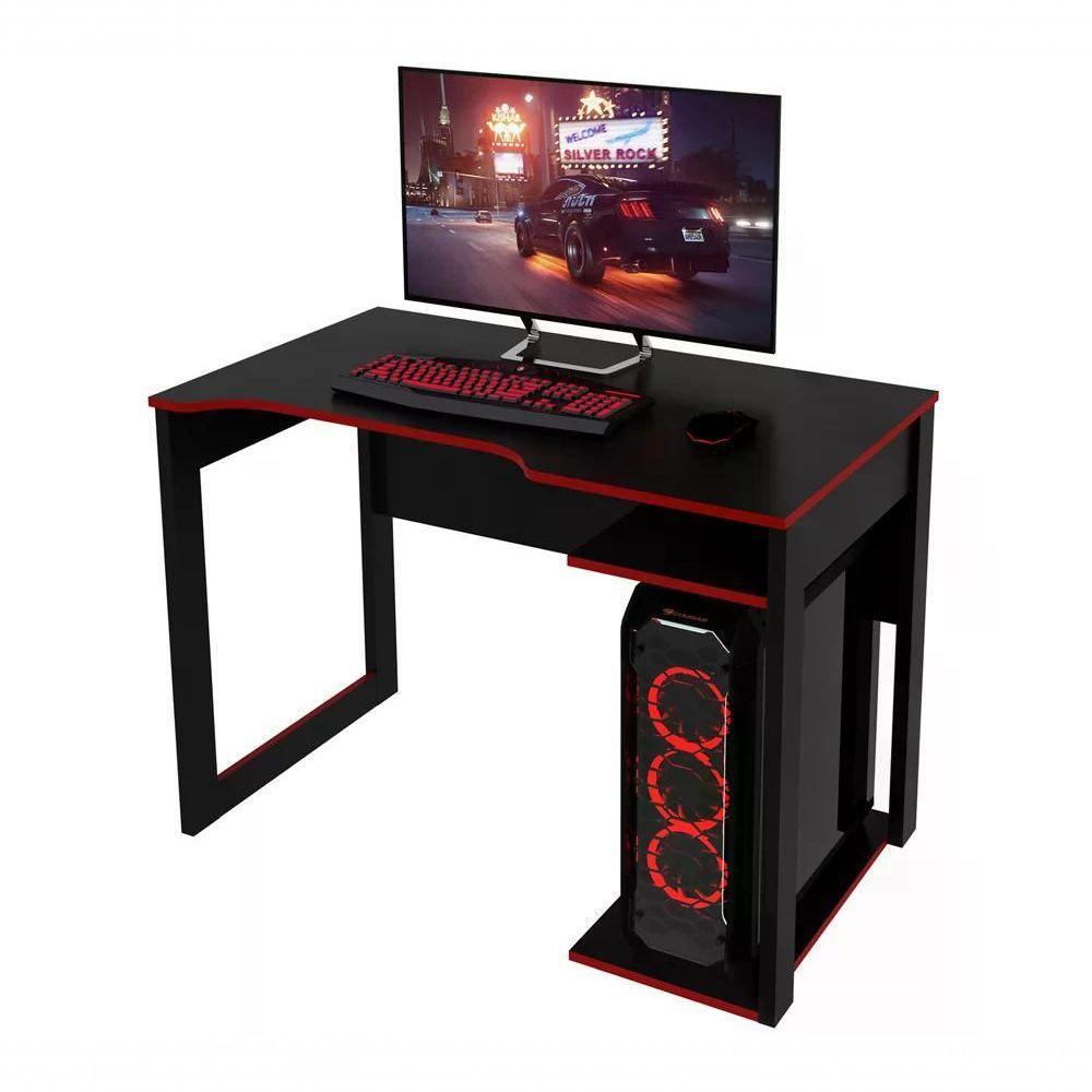 Mesa Para Computador Gamer Me4161 Preto Vermelho Preto Verme - 1