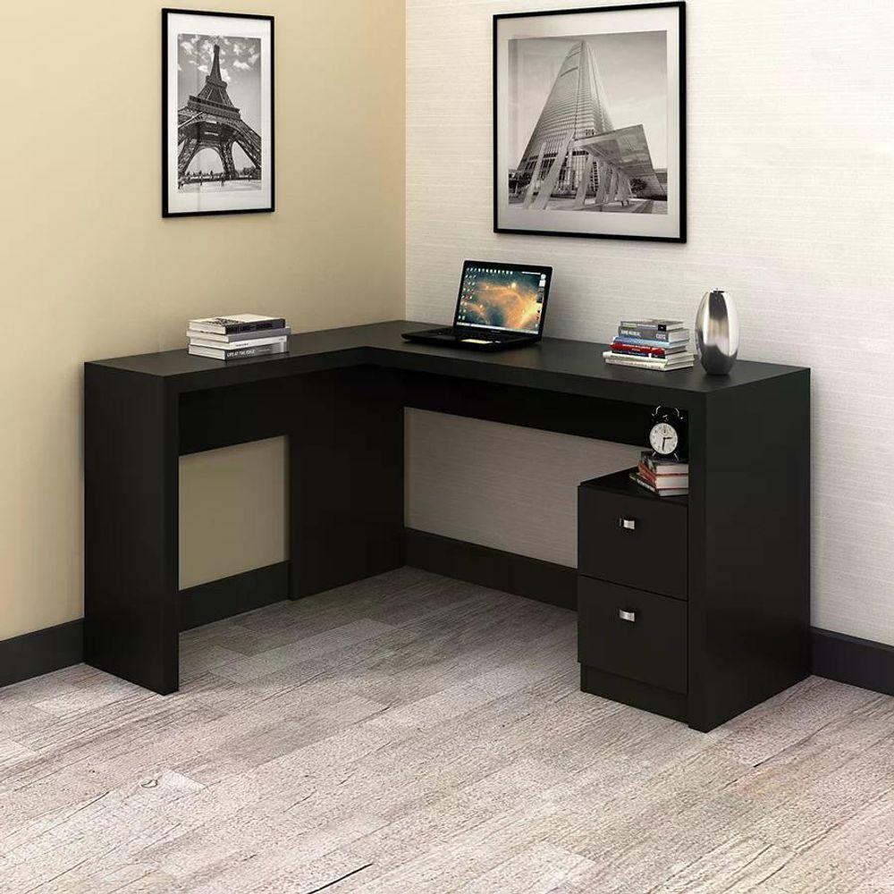 Mesa Para Escritorio De Canto Me4129 Preto Preto - 2