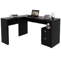 Mesa Para Escritorio De Canto Me4129 Preto Preto - 1