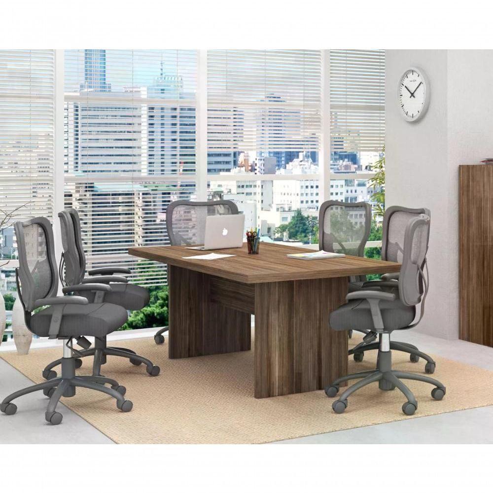 Mesa Reunião Para Escritório 200x100 Cm Me4119 Nogal Nogal - 3