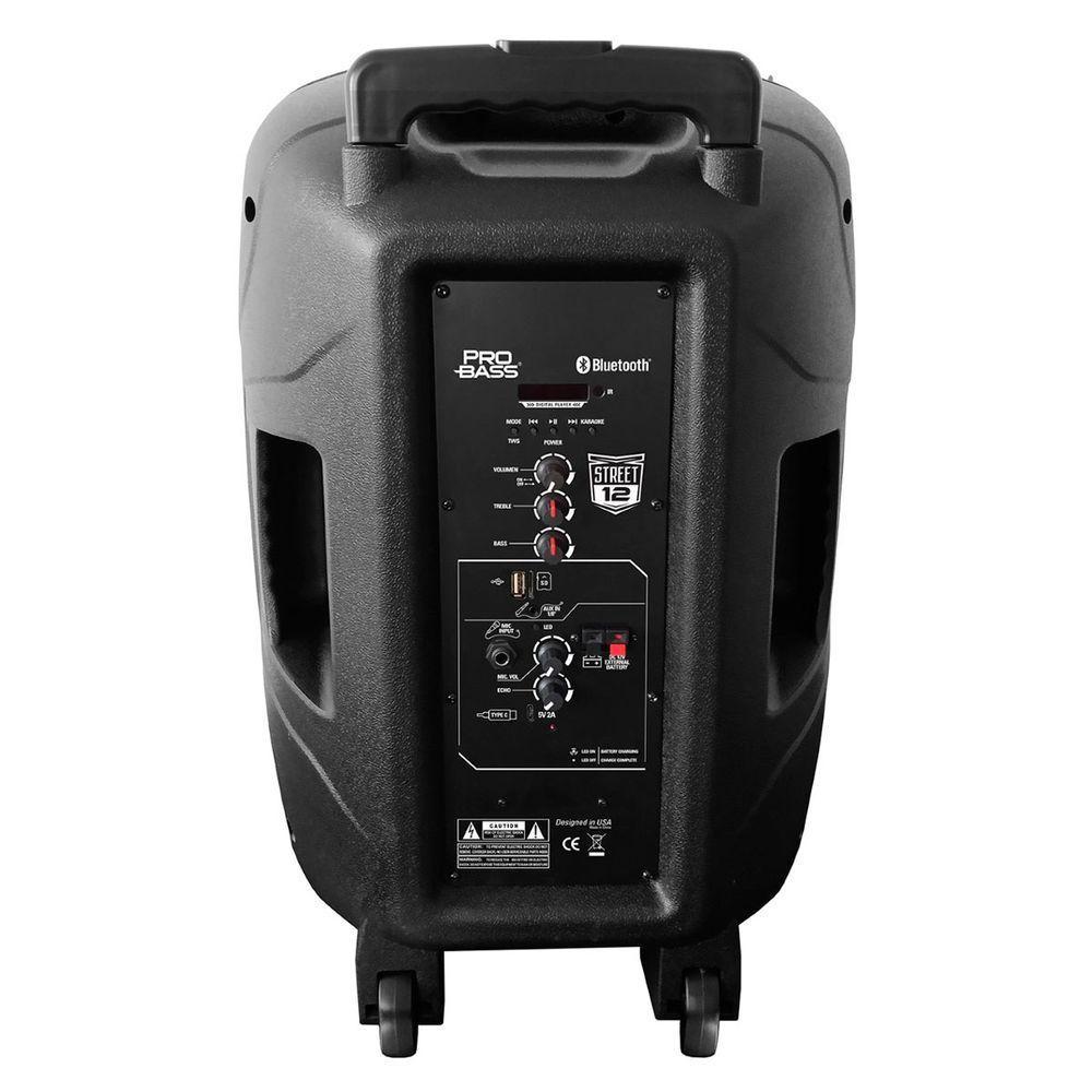 Caixa Ativa Portatil Usb Sd 120W C/Bateria+ Microfone Bivolt - 2