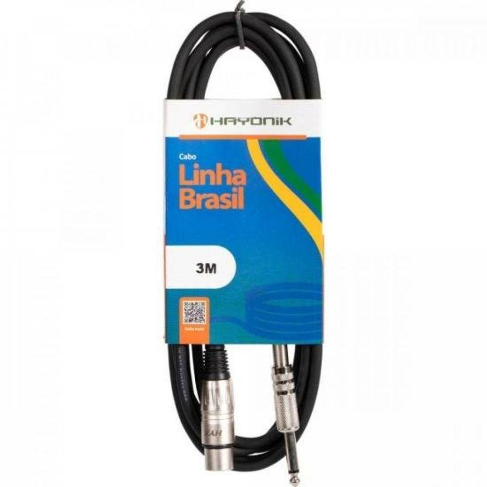 Cabo Para Microfone Linha Brasil Xlr(f) X P10 3m Preto Hayonik - 1