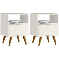 Kit 2 Mesas De Cabeceira Com 1 Gaveta 14050 Off White Crista - 1