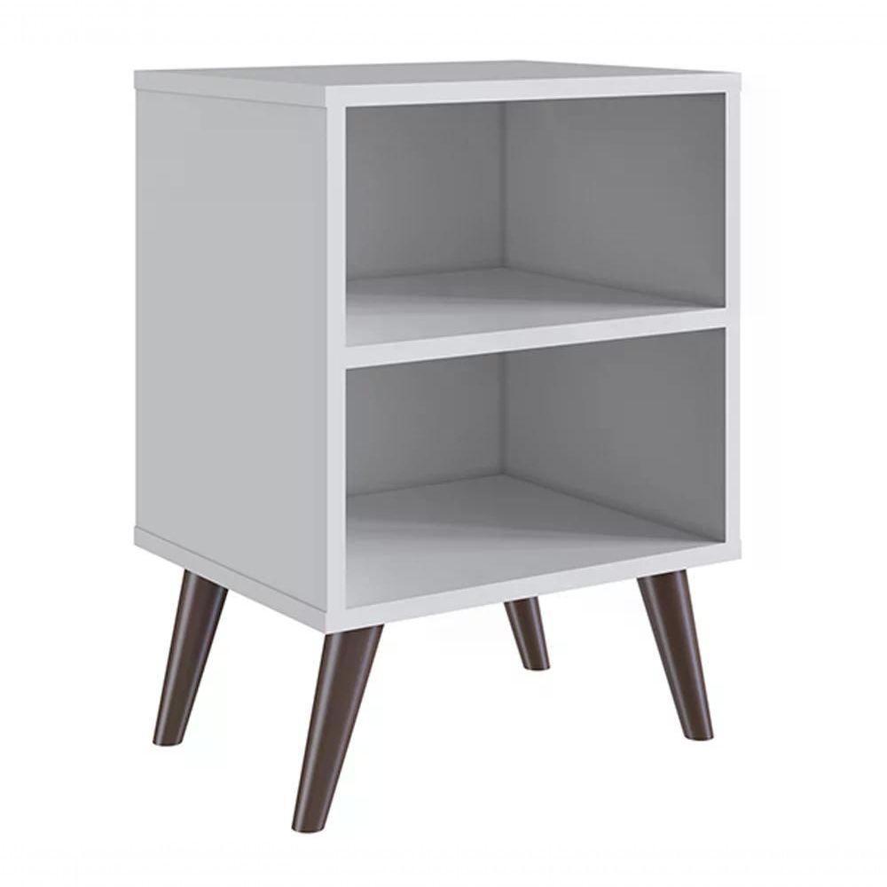 Mesa De Cabeceira Com Prateleira Cb200 Branco Branco - 1