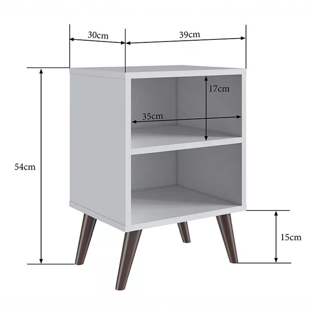 Mesa De Cabeceira Com Prateleira Cb200 Branco Branco - 4