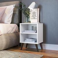 Mesa De Cabeceira Com Prateleira Cb200 Branco Branco - 3