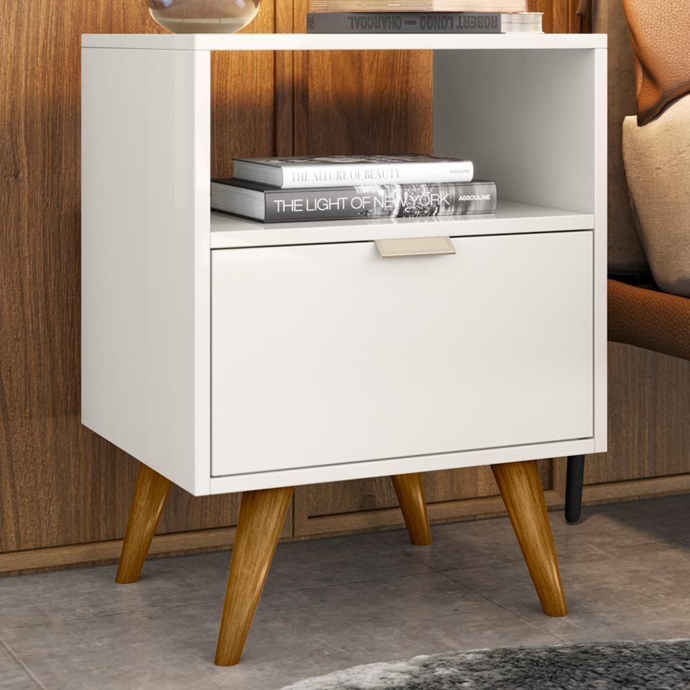Mesa De Cabeceira Com 1 Gaveta 14050 Off White Cristal Dmad - 1