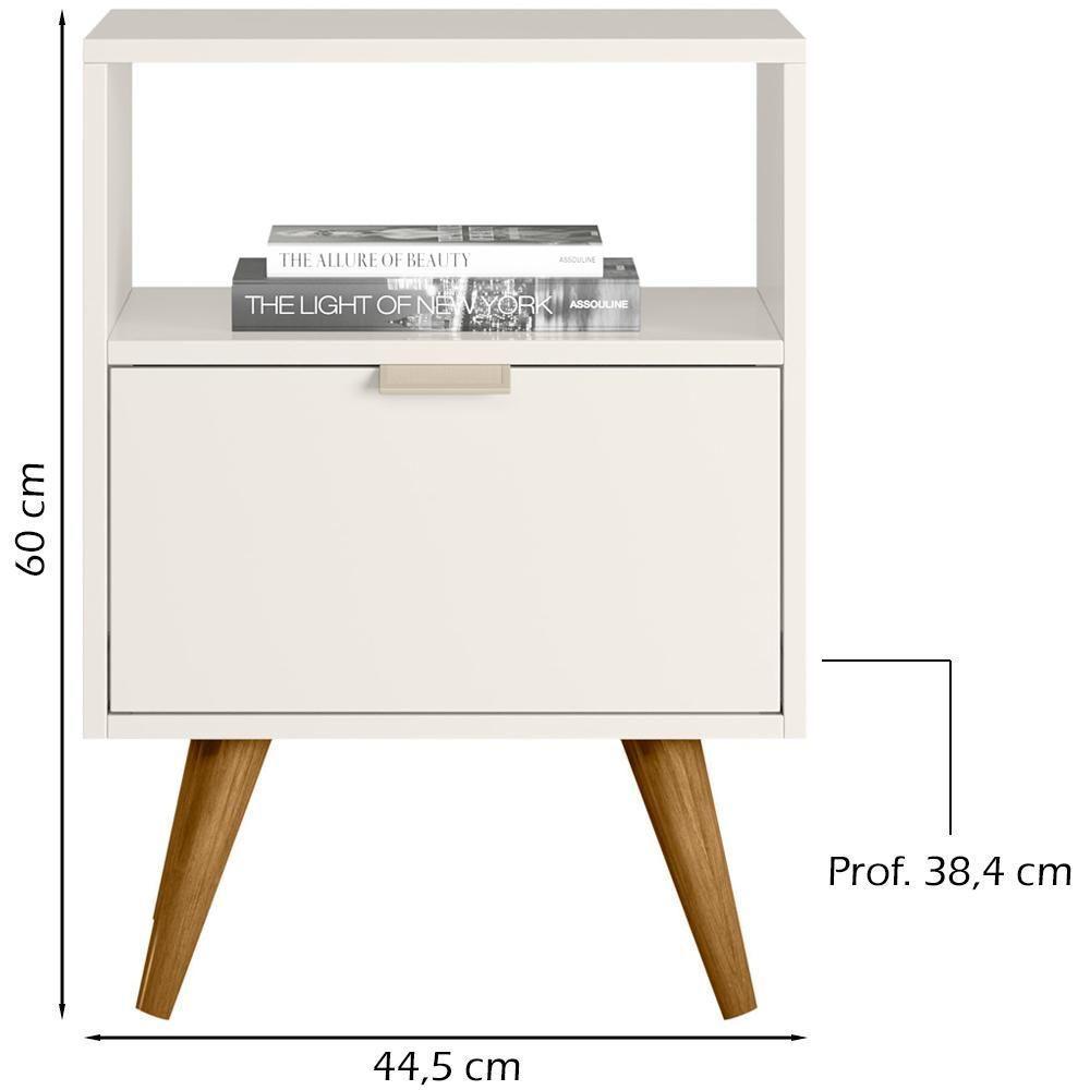 Mesa De Cabeceira Com 1 Gaveta 14050 Off White Cristal Dmad - 6