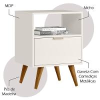 Mesa De Cabeceira Com 1 Gaveta 14050 Off White Cristal Dmad - 7
