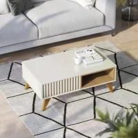 Mesa De Centro Jeri E Aparador Riveira Para Sala Off White F - 3