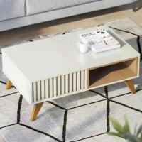 Mesa De Centro Jeri E Aparador Riveira Para Sala Off White F - 6