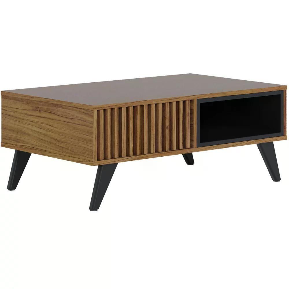 Mesa De Centro Para Sala Jeri Noce Milano Preto Clb Noce Mil - 1