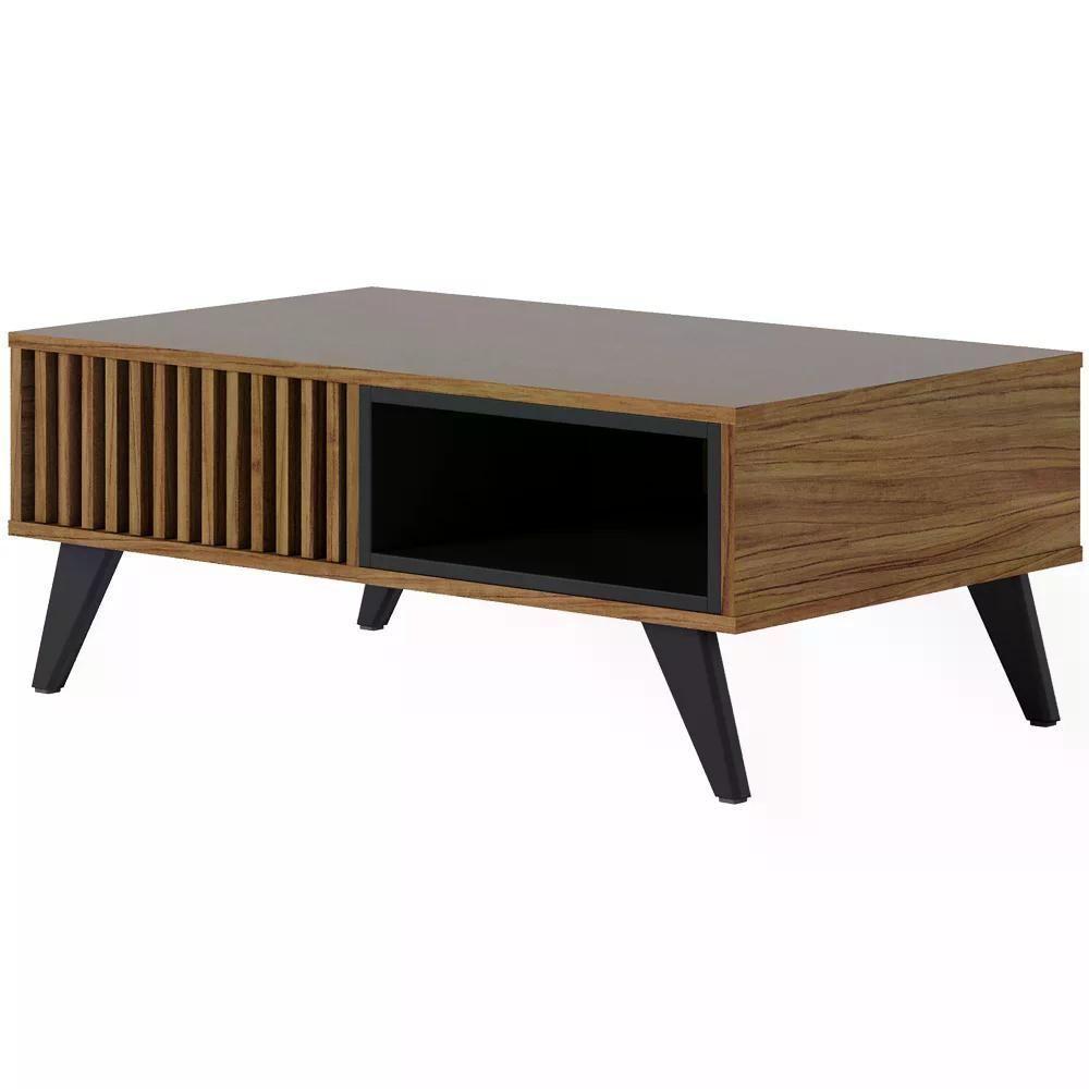 Mesa De Centro Para Sala Jeri Noce Milano Preto Clb Noce Mil - 4