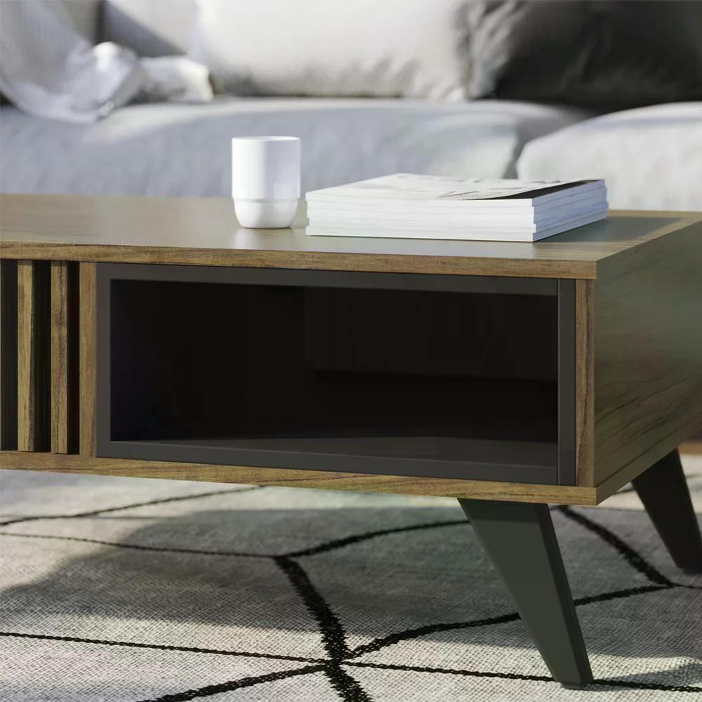 Mesa De Centro Para Sala Jeri Noce Milano Preto Clb Noce Mil - 5