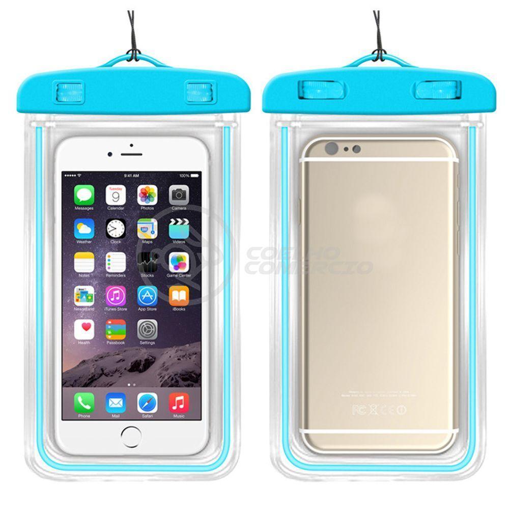 Capa Bolsa A Prova Dágua Impermeável P/ Celular Azul - 1