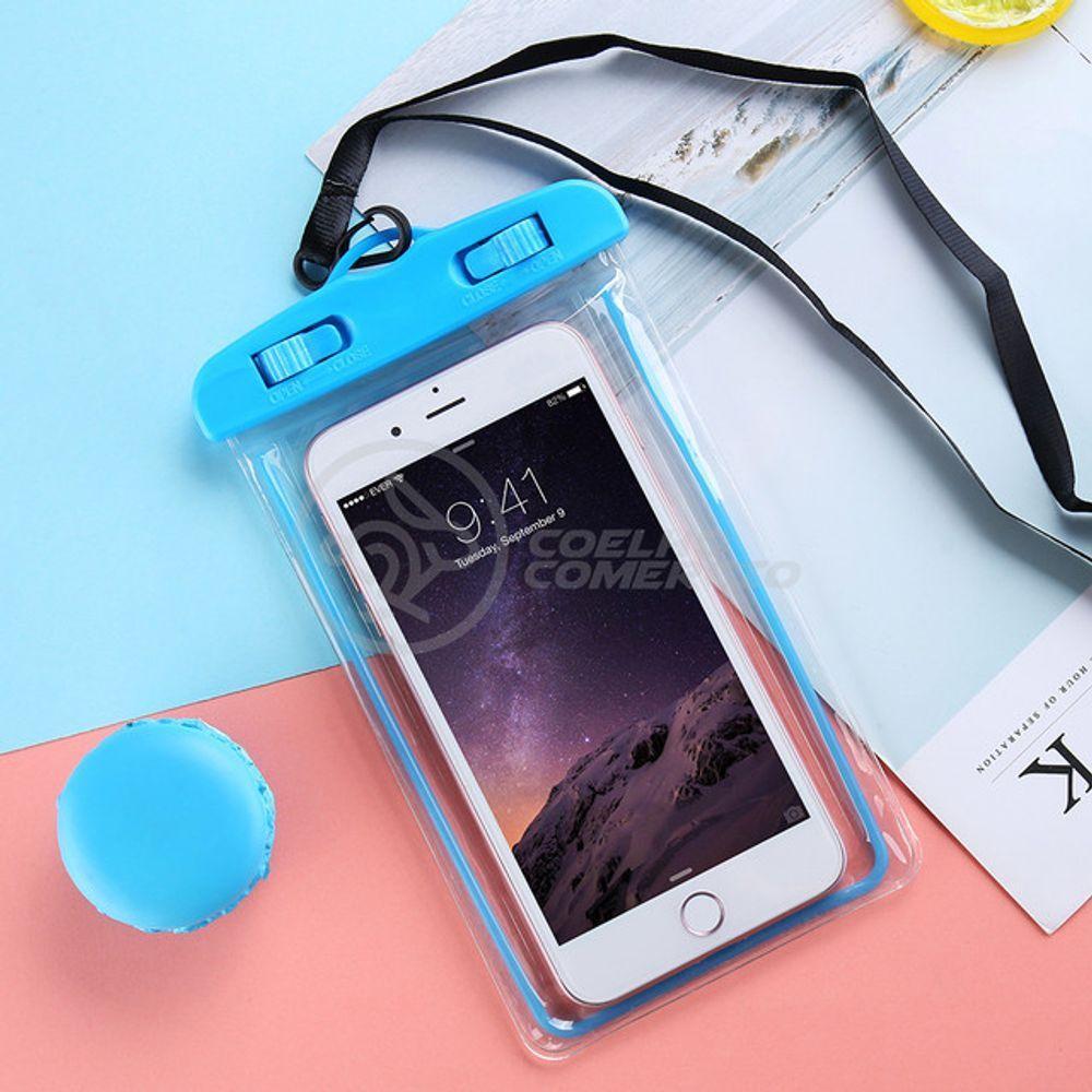 Capa Bolsa A Prova Dágua Impermeável P/ Celular Azul - 2