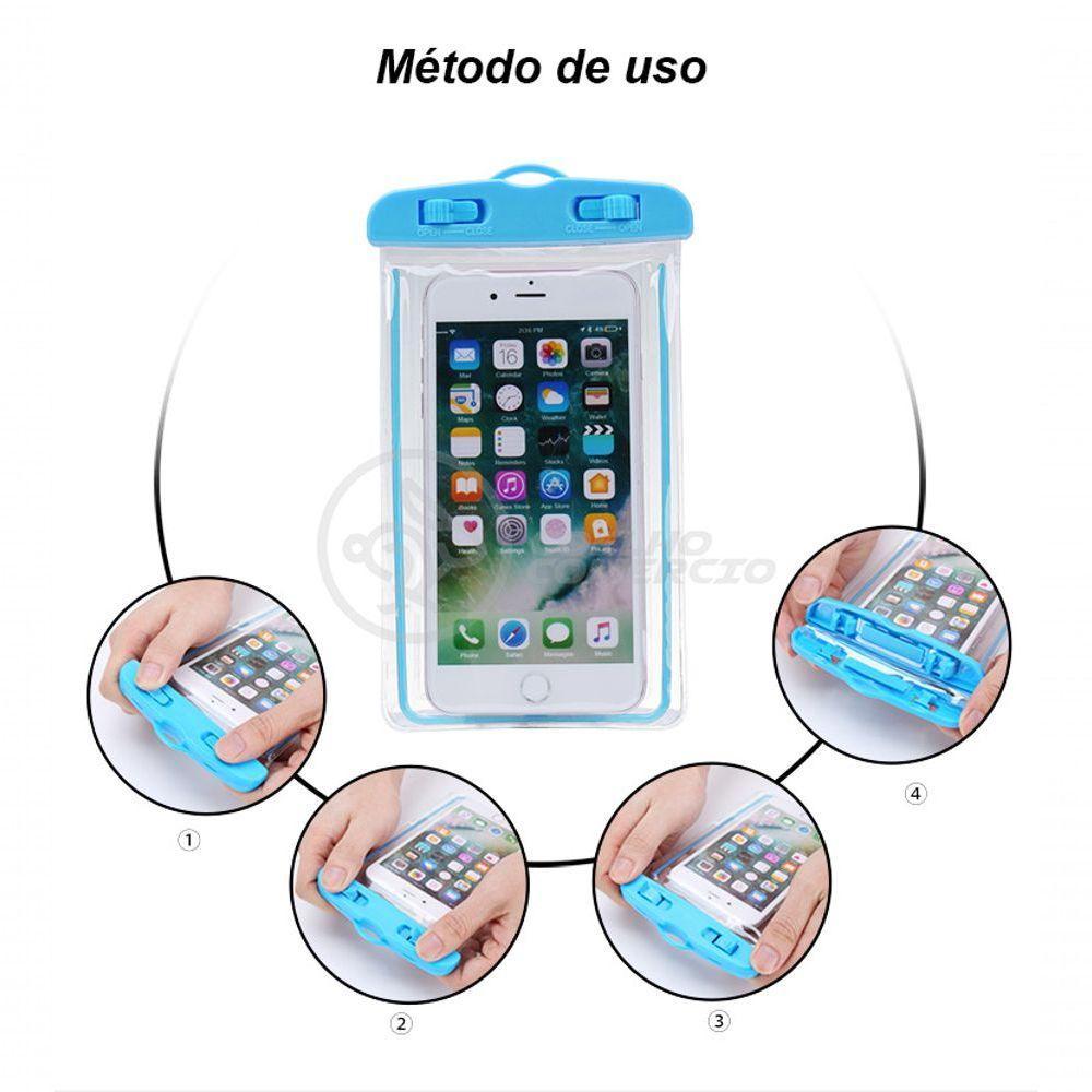 Capa Bolsa A Prova Dágua Impermeável P/ Celular Azul - 1