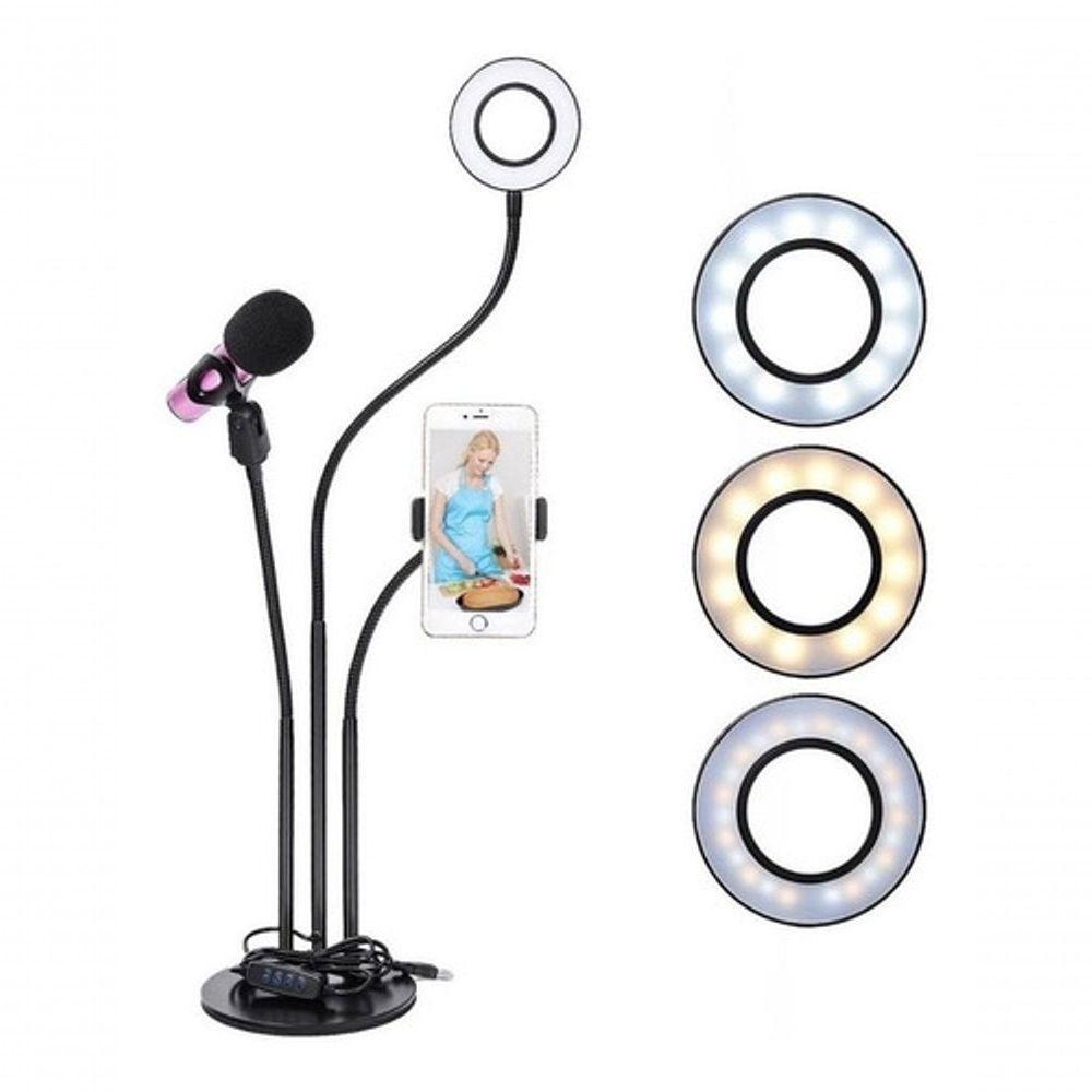 Ring Light Iluminador Led Com Suporte De Celular Microfone - 1