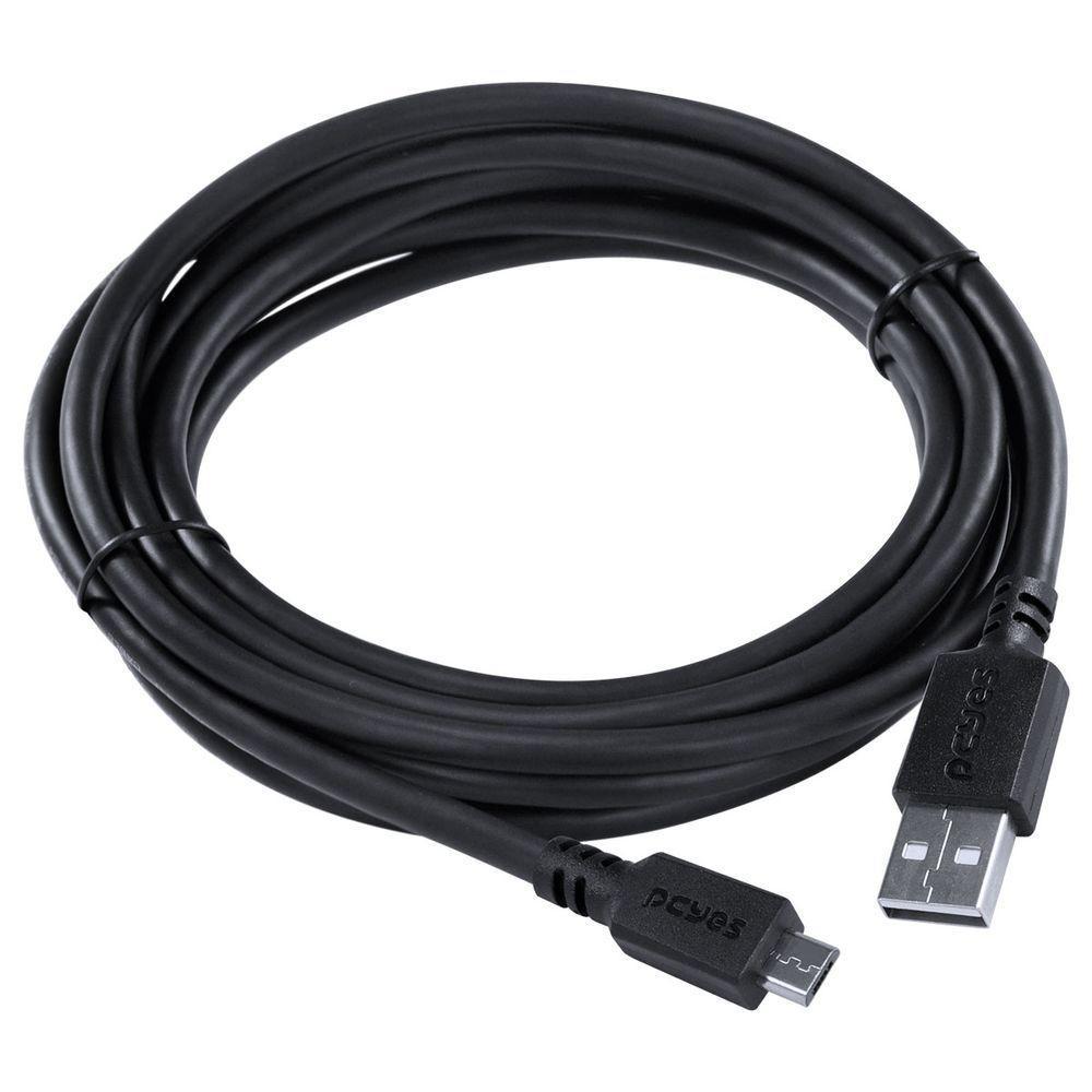 Cabo Para Celular Micro Usb Para Usb A 2.0 3 Metros Preto - Pmuap-3 - 4