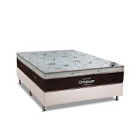 Cama Box Casal: Colchão Molas Ortobom SuperPocket Sleep King Látex + Base CRC Courano Branco(138x188) - 1