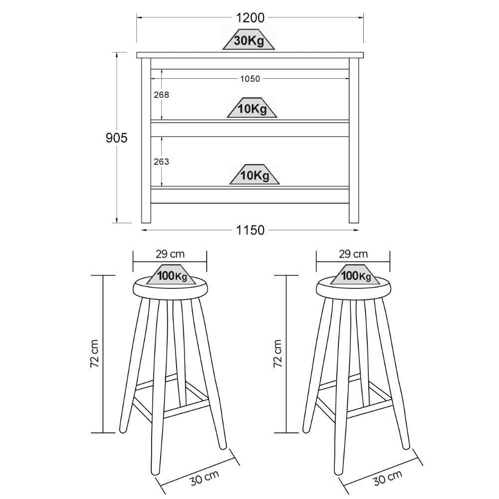 Bancada Gourmet Ilha Cozinha+ Kit Luz+2 Banq. Ditália Preto - 10