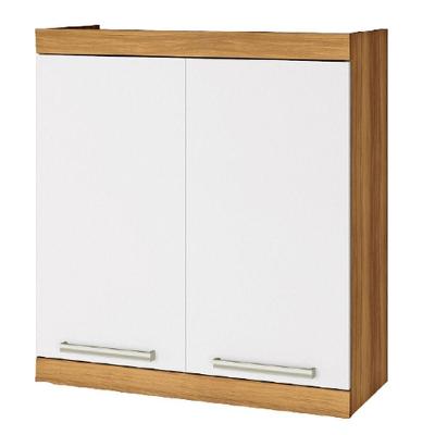 Armário Aéreo 2 Portas Premium 80cm Nesher Freijó Com Branco