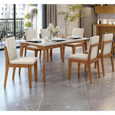 Conjunto Mesa Monalisa Com 6 Cadeiras Lady Nesher Mel E Off-white