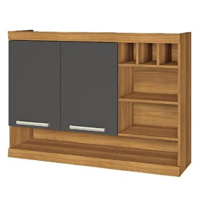 Armário Aéreo 2 Portas e Adega 120cm Nesher Freijó e Grafite