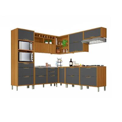 Cozinha Modulada 9 Peças ângulo Torre Quente Freijó Grafite