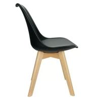 Kit 2 Cadeiras Charles Eames Leda Luisa Saarinen Design Wood Estofada Base Madeira - Preta - 8