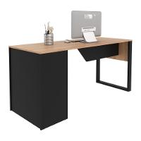 Mesa Para Escritório Com Armário 160cm Multimóveis Cr25264 Amêndoa-preto Amêndoa-preto