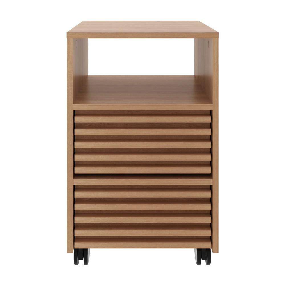 Gaveteiro Escritório Com 2 Gavetas 1 Nicho E Rodízios Multimóveis Cr25254 Amêndoa Amêndoa - 3