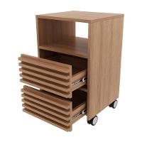 Gaveteiro Escritório Com 2 Gavetas 1 Nicho E Rodízios Multimóveis Cr25254 Amêndoa Amêndoa - 2