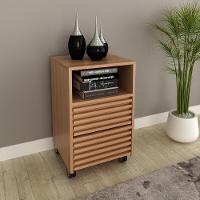 Gaveteiro Escritório Com 2 Gavetas 1 Nicho E Rodízios Multimóveis Cr25254 Amêndoa Amêndoa