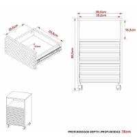 Gaveteiro Escritório Com 2 Gavetas 1 Nicho E Rodízios Multimóveis Cr25254 Amêndoa Amêndoa - 5