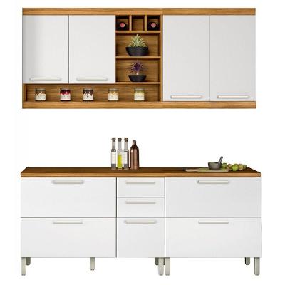 Cozinha 4 Peças Burguesa Premium Mdf Nesher Freijó c/ Branco