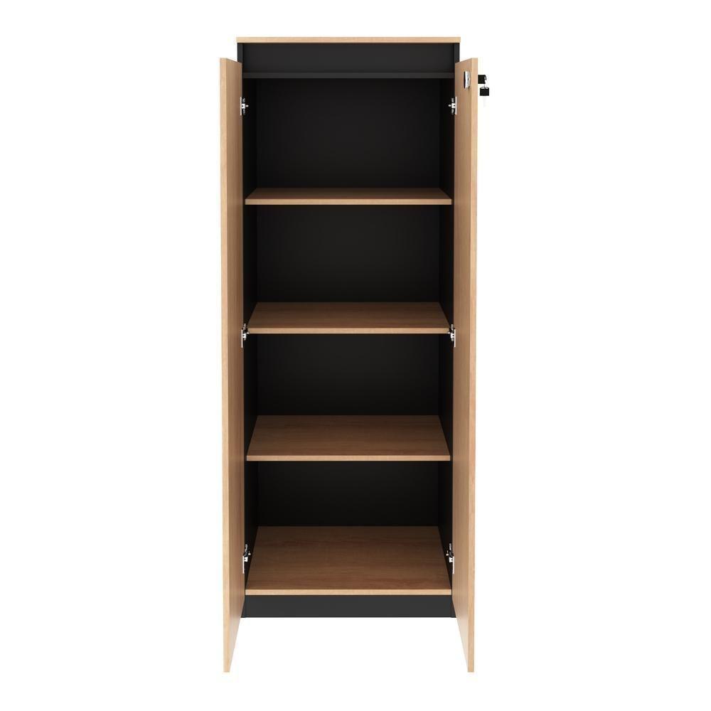 Armário Escritório 2 Portas Multimóveis Cr25048 Amêndoa-preto - 3