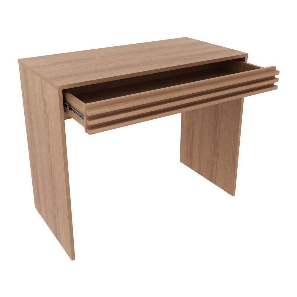 Escrivaninha-mesa Escritório 90cm Com 1 Gaveta Multimóveis Cr25261 Amêndoa Amêndoa - 3